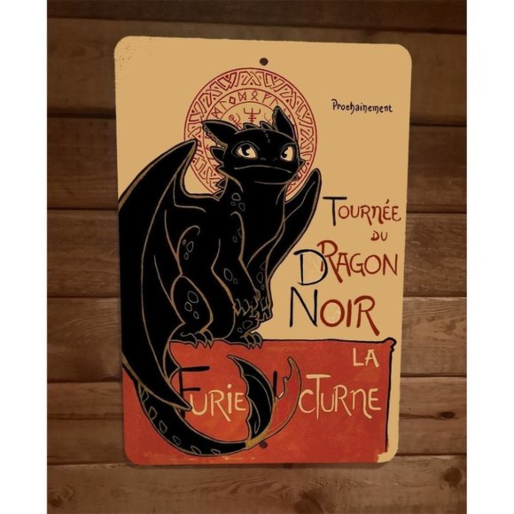 How to Train Le Dragon Noir 8x12 Metal Wall Sign